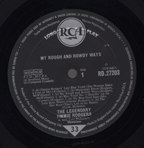 Jimmie Rodgers : My Rough And Rowdy Ways (LP, Mono)
