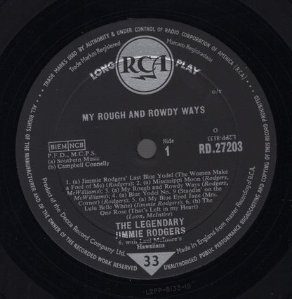 Jimmie Rodgers : My Rough And Rowdy Ways (LP, Mono)