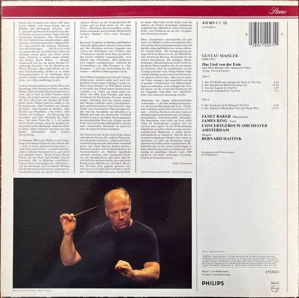 Gustav Mahler - Janet Baker / James King (3) / Concertgebouworkest / Bernard Haitink : Das Lied Von Der Erde (LP, RE)