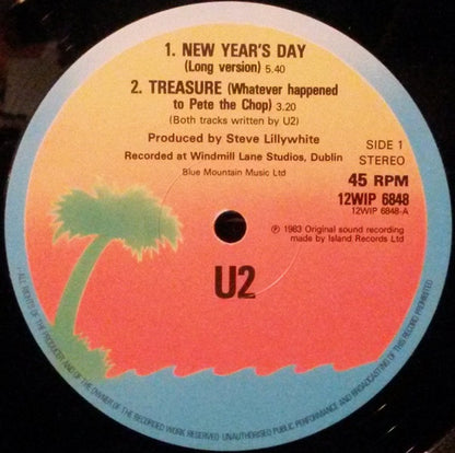 U2 : New Year's Day (Long Version) (12", Single, Com)