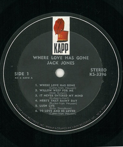 Jack Jones : Where Love Has Gone (LP, Album)