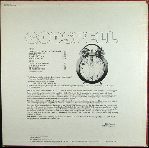 Unknown Artist : Excerpts From The Rock Musical "Godspell" (LP, Comp)