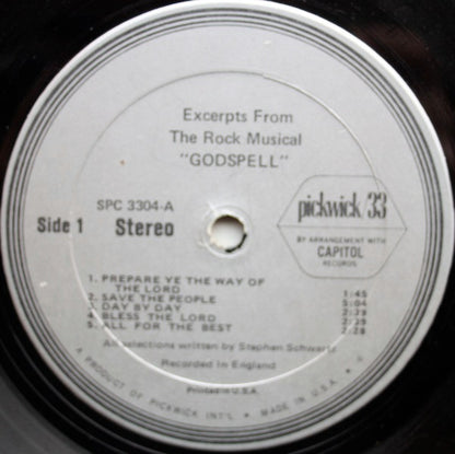 Unknown Artist : Excerpts From The Rock Musical "Godspell" (LP, Comp)