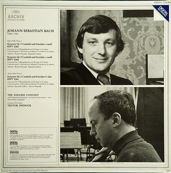 Johann Sebastian Bach - Trevor Pinnock • Kenneth Gilbert, The English Concert : Die Konzerte Für 2 Cembali (LP, Gat)