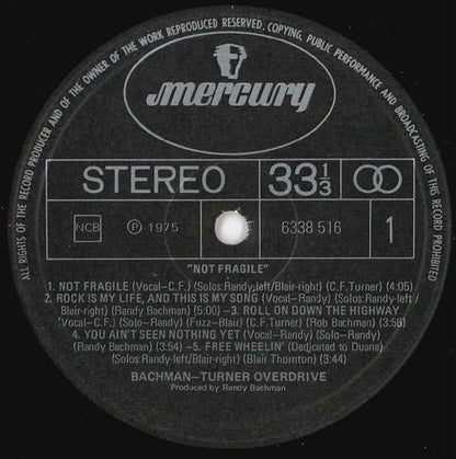 Bachman-Turner Overdrive : Not Fragile (LP, Album, Gat)