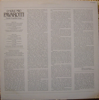 Luciano Pavarotti : O Sole Mio Favorite Neapolitan Songs (LP, Hol)