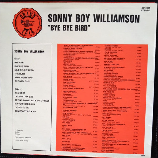 Sonny Boy Williamson (2) : Bye Bye Bird (LP, Comp)