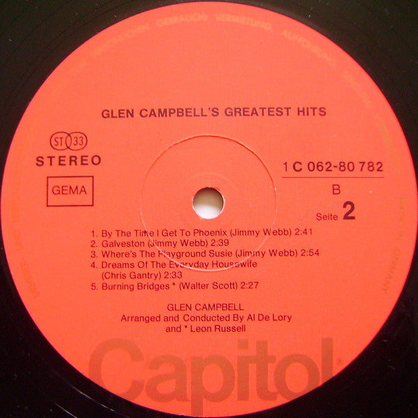 Glen Campbell : Glen Campbell's Greatest Hits (LP, Comp, Ora)