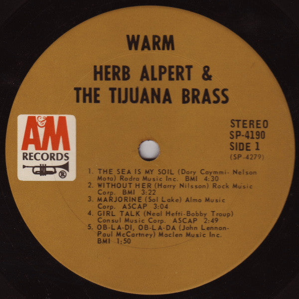 Herb Alpert & The Tijuana Brass : Warm (LP, Album, Pit)