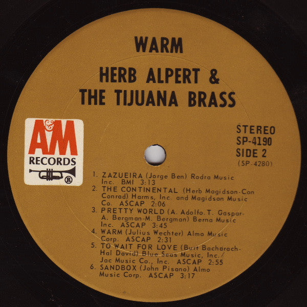 Herb Alpert & The Tijuana Brass : Warm (LP, Album, Pit)