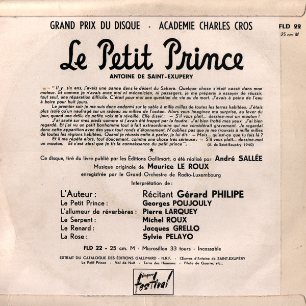 Antoine De Saint-Exupéry : Le Petit Prince (10", Gre)
