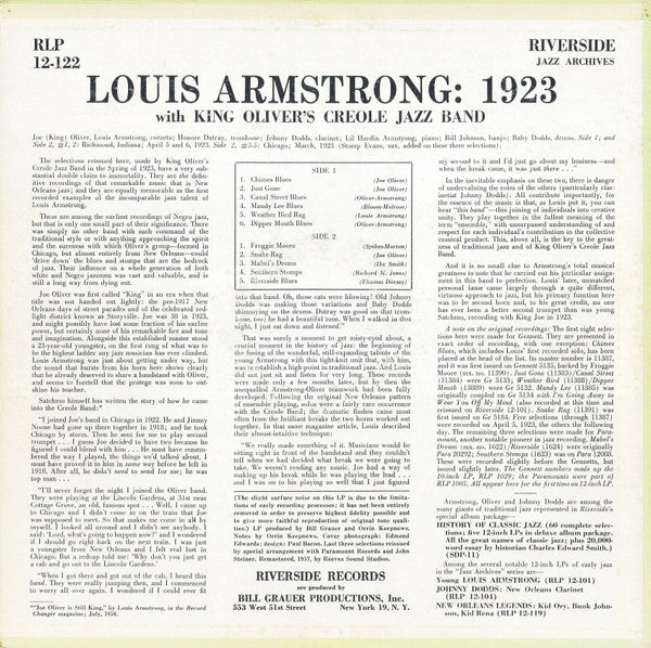 Louis Armstrong With King Oliver's Creole Jazz Band : Louis Armstrong: 1923 (LP, Comp, RM)