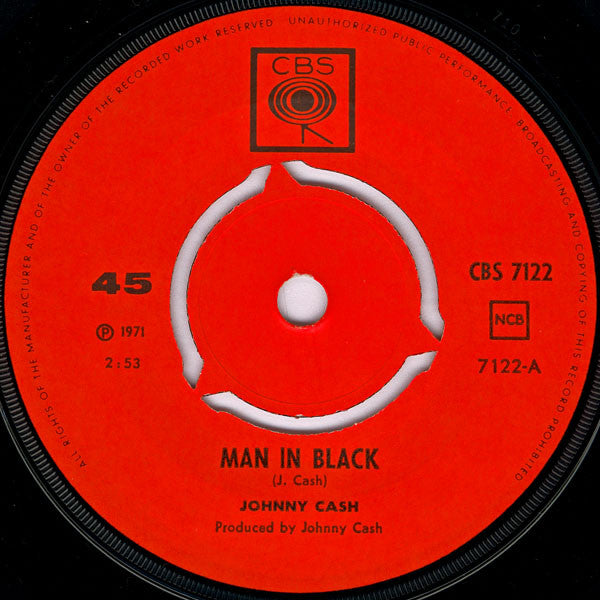 Johnny Cash : Man In Black (7")