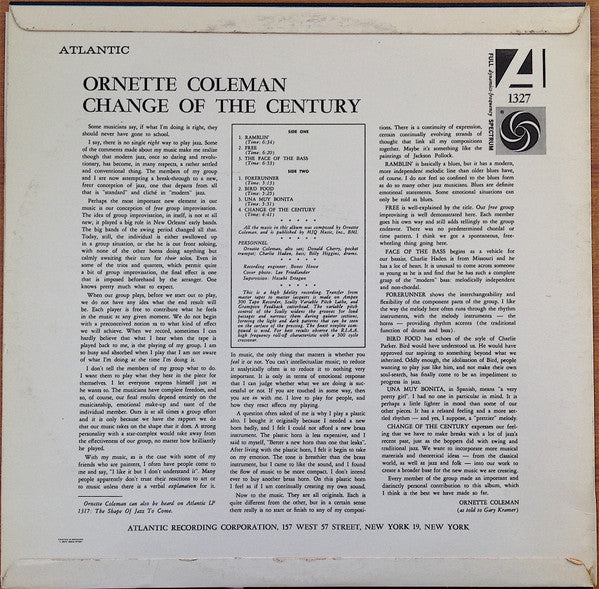 Ornette Coleman : Change Of The Century (LP, Album, Mono)