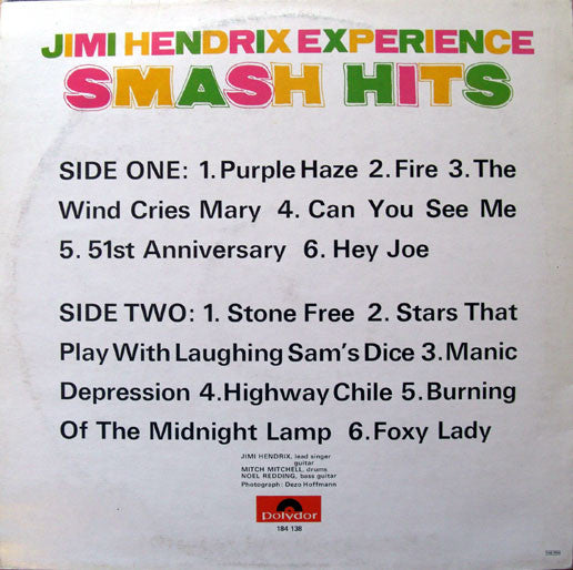 The Jimi Hendrix Experience : Smash Hits (LP, Comp, RE)