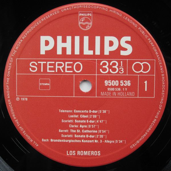 The Romeros : Telemann / Bach / D. Scarlatti / Loeillet / Dowland (LP, Album)