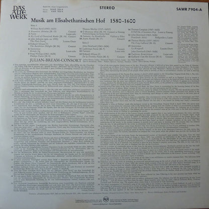 William Byrd, Thomas Morley, John Dowland, The Julian Bream Consort : Musik Am Elisabethanischen Hof 1580 - 1600 (LP, Gat)