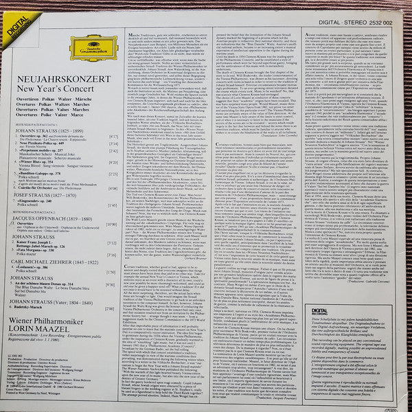 Wiener Philharmoniker - Lorin Maazel : Neujahrskonzert (LP, Album, Dig)