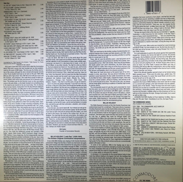 Billie Holiday : "Lady Day" (1939-1944) The Sixteen Original Commodore Interpretations (LP, Comp, Mono, RE)