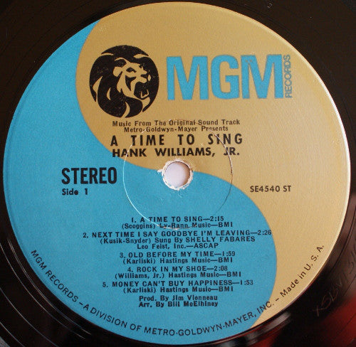 Hank Williams Jr., Shelley Fabares, Ed Begley (2) : A Time To Sing (From The Motion Picture Sound Track) (LP, Album)