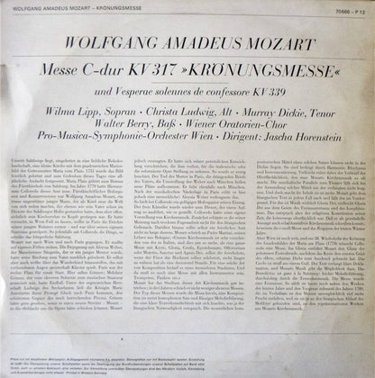 Wolfgang Amadeus Mozart : Messe C - Dur Kv 317 "Krönungsmesse" Und Vesperae Solennes De Confessore Kv 339 (LP, Alb)