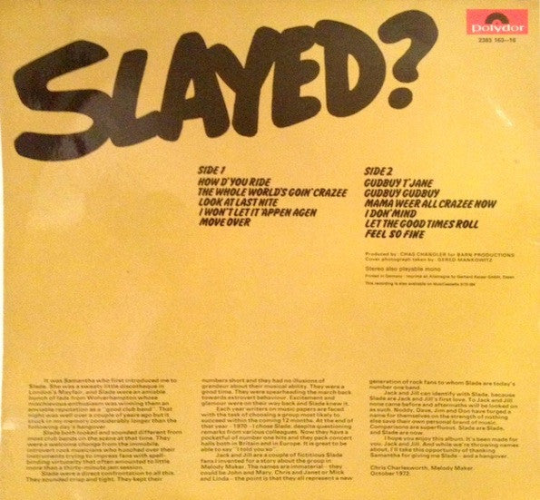 Slade : Slayed? (LP, Album)