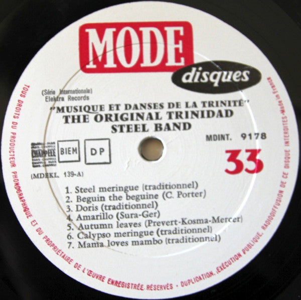 The Original Trinidad Steel Band : Musique Et Danses De La Trinité (LP, Album)