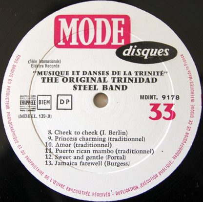 The Original Trinidad Steel Band : Musique Et Danses De La Trinité (LP, Album)