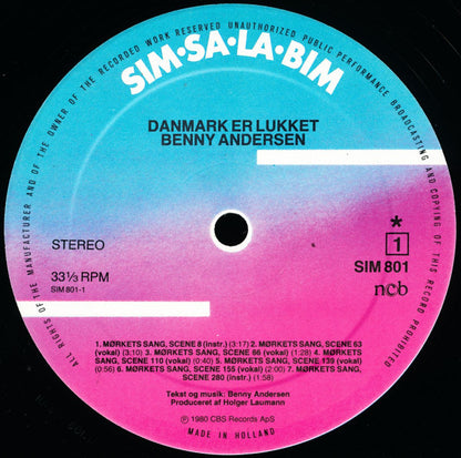 Benny Andersen : Musikken Fra Filmen: Danmark Er Lukket (LP, Album)