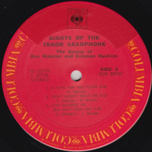 Ben Webster & Harry Edison / Coleman Hawkins & Clark Terry : Giants Of The Tenor Saxophone / The Genius Of Ben Webster And Coleman Hawkins (2xLP, Comp)