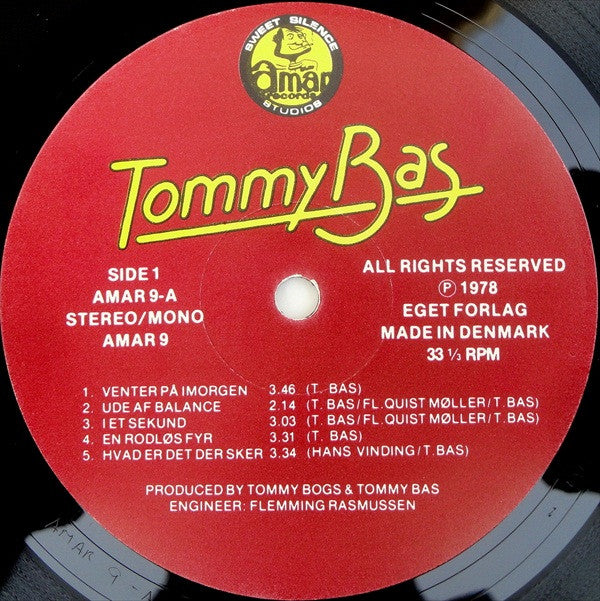 Tommy "Bas" Pedersen : Tommy Bas (LP, Album, Red)