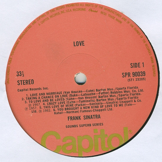 Frank Sinatra : Love (LP, Comp)