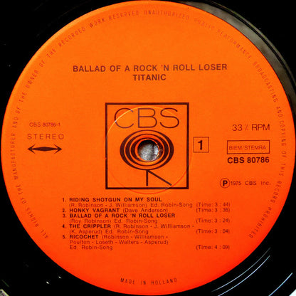 Titanic (3) : Ballad Of A Rock 'N Roll Loser (LP, Album)