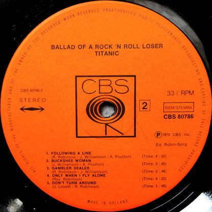 Titanic (3) : Ballad Of A Rock 'N Roll Loser (LP, Album)