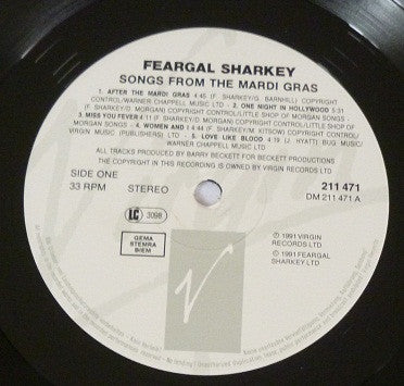 Feargal Sharkey : Songs From The Mardi Gras (LP, Album)