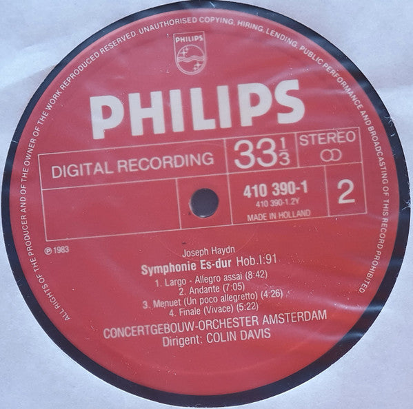 Joseph Haydn - Concertgebouworkest, Sir Colin Davis : Symphonies 91 & 92 "Oxford" (LP)
