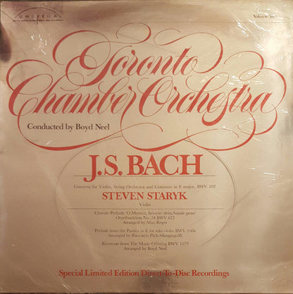 Johann Sebastian Bach - Steven Staryk, Toronto Chamber Orchestra, Boyd Neel : Toronto Chamber Orchestra - Volume 2 (LP, Album, Ltd, Num, S/Edition)