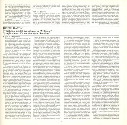 Joseph Haydn / The Academy Of Ancient Music, Christopher Hogwood : Symphony No. 104 "London", Symphony No. 100 "Military" (LP)