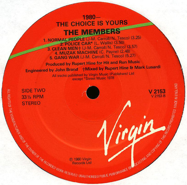 The Members : 1980 - The Choice Is Yours (LP, Album)