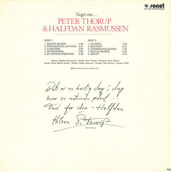 Peter Thorup & Halfdan Rasmussen : Noget Om... (LP, Album)