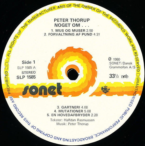 Peter Thorup & Halfdan Rasmussen : Noget Om... (LP, Album)