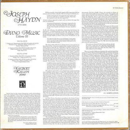 Joseph Haydn - Gilbert Kalish : Piano Music, Volume III (Sonatas, Hob. XVI: Nos. 36, 28, 41, 49) (LP)