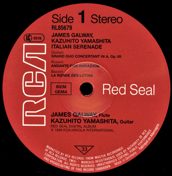 James Galway, Kazuhito Yamashita : Italian Serenade (LP, Album)