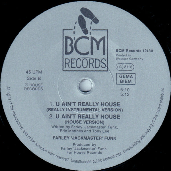 Farley "Jackmaster" Funk : U Ain't Really Acieed (House) (12")