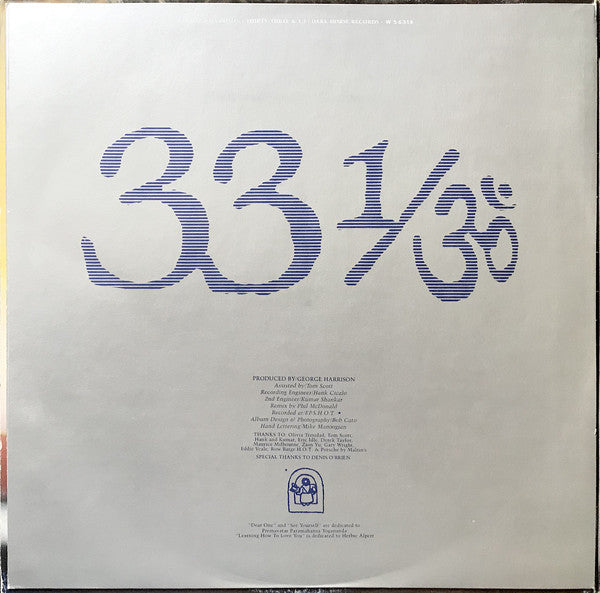 George Harrison : Thirty Three & 1/3 (LP, Album, Gat)