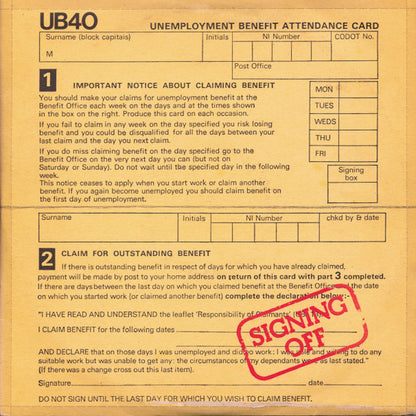 UB40 : Signing Off (LP, Album + 12")