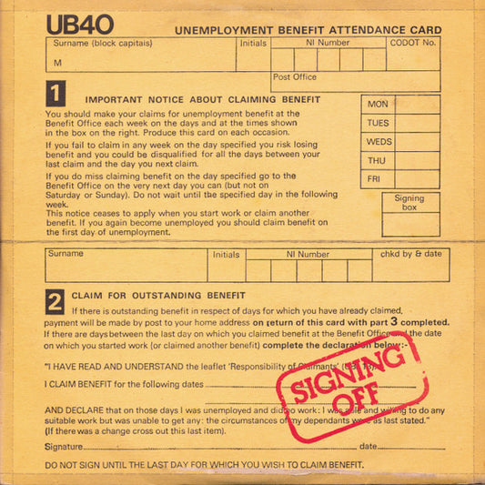 UB40 : Signing Off (LP, Album + 12")