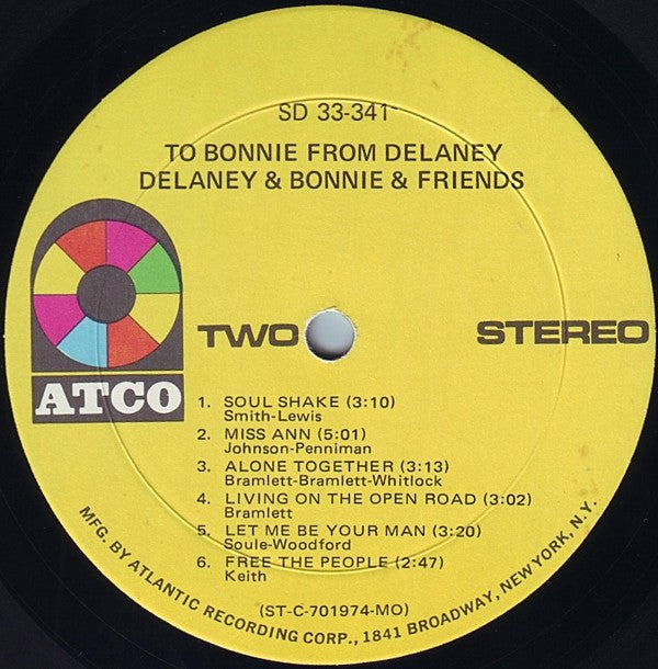 Delaney & Bonnie & Friends : To Bonnie From Delaney (LP, Album, MO )