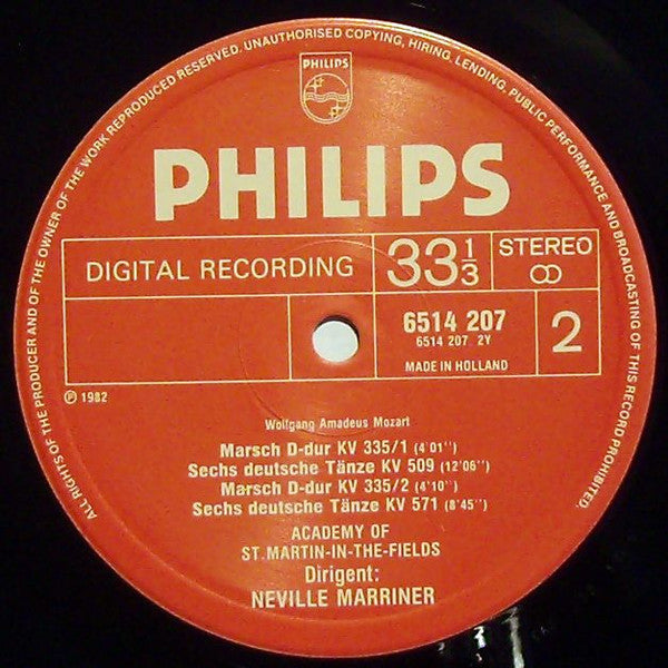 Wolfgang Amadeus Mozart - The Academy Of St. Martin-in-the-Fields, Sir Neville Marriner : German Dances •  Marches (LP)