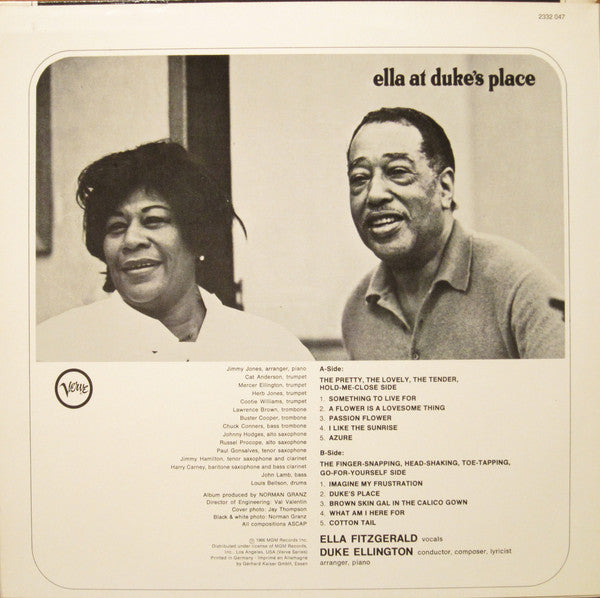 Ella Fitzgerald And Duke Ellington : Ella At Duke's Place (LP, Album, RE)